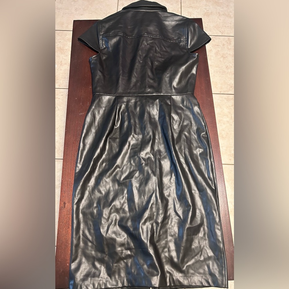Calvin Klein Collection Black Leather Midi Dress - Picture 5 of 8